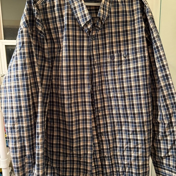 Wrangler Other - Wrangler Blue and White Plaid Button-Down Shirt